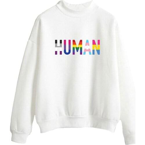 Human Love Wins LGBT Lesbians Gays Rainbow High Collar Long Sleeve Hoodies Tops Men Women Capless Sweatshirts Pullover Plus Size