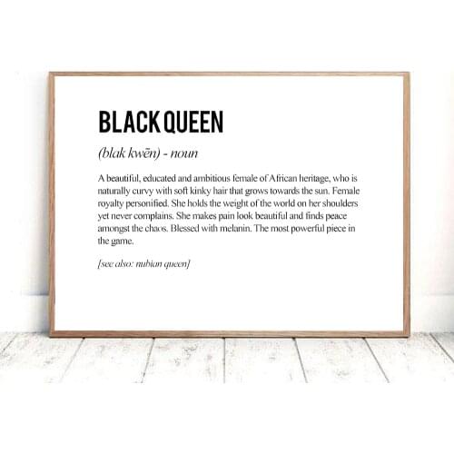 Canvas Painting Black Queen Definition Quote Posters and Prints Bedroom Melanin Wall Art Black Girls Beauty Home Decor No Frame