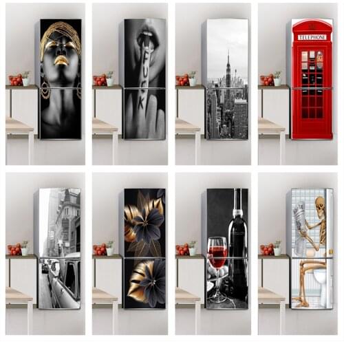 Gray Cool Wallpaper For Refrigerator Sheep Skull Wine Self Adhesive Vinyl Sticker Kitchen Fridge Decoration Decal Wall Wardrobe