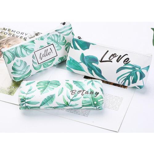 Korean Fresh Kawaii Pencil Case Turtle leaf pencil bag High capacity Pencil pouch School Office Home Storage Supplies Stationery