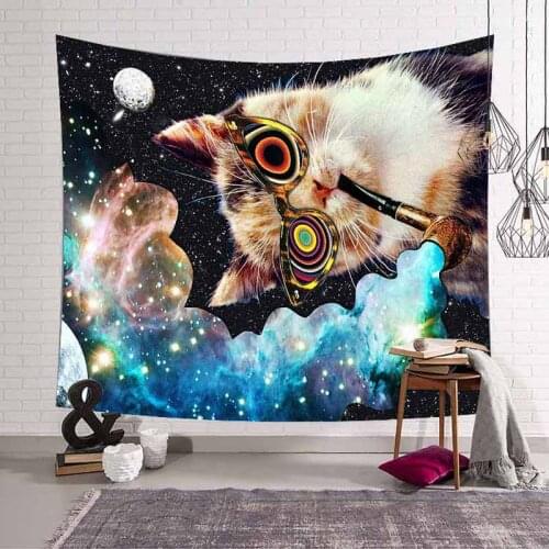 Lannidaa Cat Tapestry Wall Hanging Decor Hippie Tapestry Mandala Printed Wall Cloth Tapestries MantaCurtain Psychedelic Tapestry