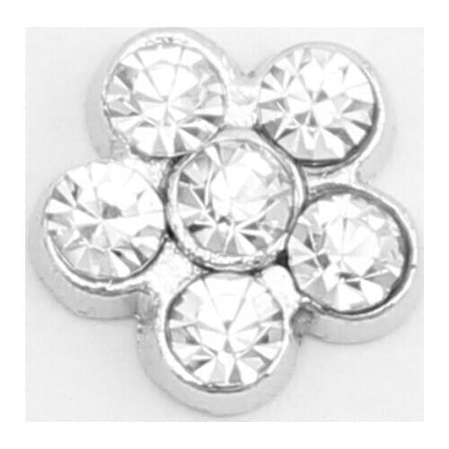 Hot selling! 10pcs clear birthstone alloy crystal rhinestone flower floating charms fit glass living memory locket