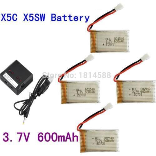 3.7V 600mAh Lipo Battery For Syma X5SC X5C X5 X5C-1 H5C V931 SS40 FQ36 T32 T5W H42 CW4 RC Quadcopter Battery Parts