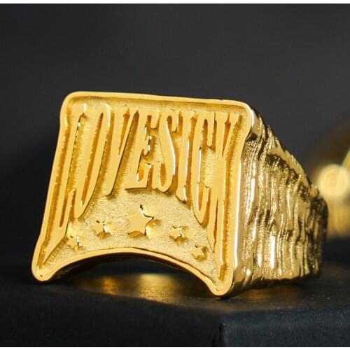 Love Sick Words sterling Silver Ring Male Ins Fashion Jewelry