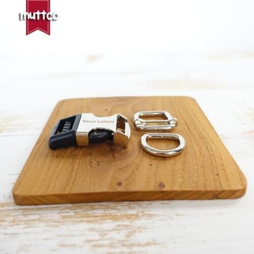 Metal buckle+adjust buckle+D ring) 20mm diy dog collar accessory，We provide laser engraving service customize LOGO