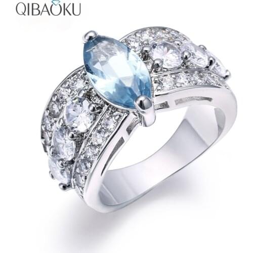 Fashion Cubic Zirconia Ring Beautiful Wedding for Lovers Pink Blue Purple Stone New Jewelry Engagement Rings for Women