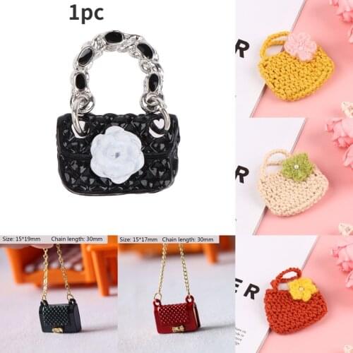 Multi-style 1 Pcs Fashion Doll Handbag Lady Leather Bag Satchel Purse Chain Bag Accessories Dollhouse Miniature Decor