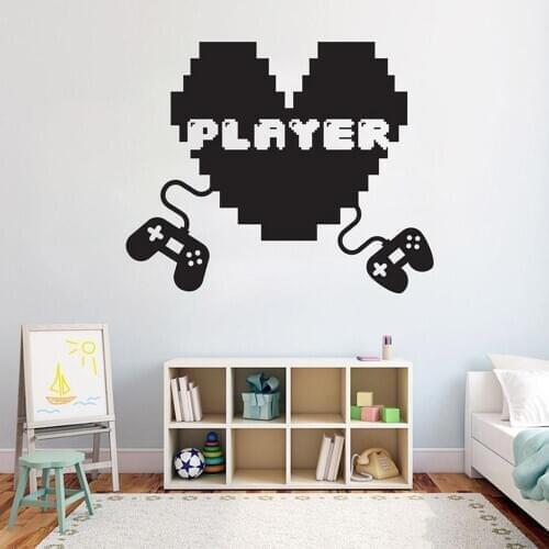 Game Player Heart Wall Decoration Stickers Gamer Wall Decal Home Decoration Accessories For Boy Bedroom Kid Room Decor C406