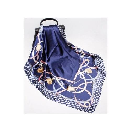90*90cm New Leather Belt Bag Printed Scarf Womens All-match Decorative Large Square Scarf Shawl