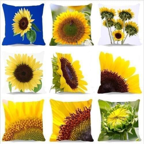 New Fashion Plant Printing Sunflower Pillow Case Cover Square Christmas Gift Cushion Cover Living room Bedroom sets 5 size