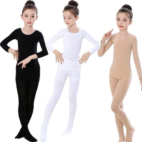 Toddler Girls Tight Dancewear Long Sleeve Ballet BodySuit Tops Outsuits Dresses Clothes for Children Performance Costume Girls