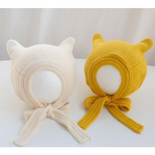 Solid Color Winter Warm Baby Hat With Ears Baby Boy Girl Hat Beanie Ear Protection Kids Children Caps Bonnet