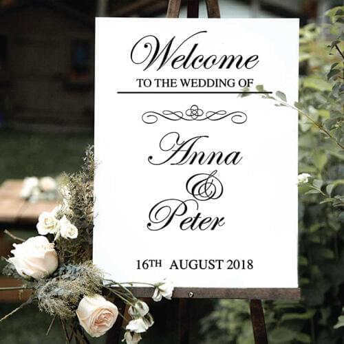 Personalised Bride And Groom Name Sticker Welcome To Our Wedding Quote Decal Vinyl Wedding Sign Date Mirror Art Decor Gift WE06