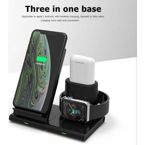Portable Multifunction Charger Dock 3 in1 Wireless Charger 10W Fast Charging Stand for iPhone Airpods iWatch for Apple Devices