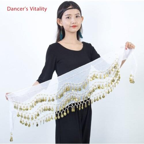 Belly dance belt costumes sequins tassel belly dance hip scarf for women belly dancing belts indain colors 128 coin dance belt