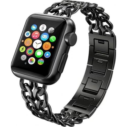 Stainless Steel Strap for Apple Watch Band 4 40mm 44mm Metal Bracelet Cowboy Chains for Apple Watch Series 1 2 3 42mm 38mm