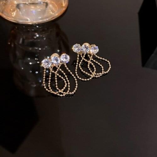 Luxury Shiny Teardrop Cubic Zircon Stud Earrings For Women Crystal Ear Jewelry