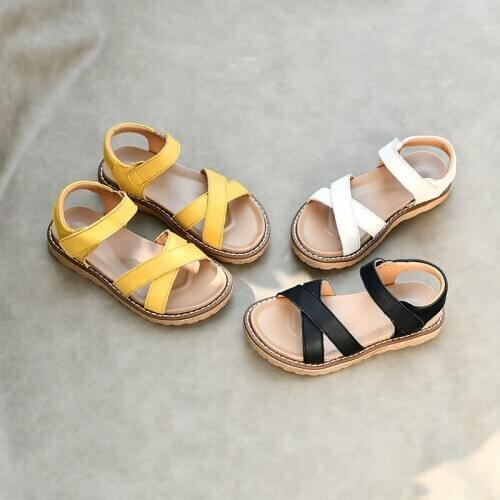 Childrens sandals Geinune Leather summer beach shoes princess Non-slip soft sole baby shoes 2021 new breathable girl Roman