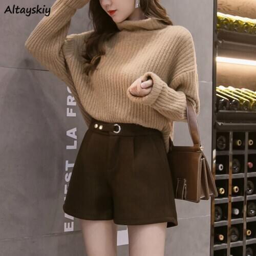 Oversize 3XL Shorts Women Elegant Chic Winter Fall Basic All-match Casual Retro Ladies Trouser Loose High Waist Femme Bottom Ins