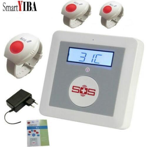 SmartYIBA APP Remote Control Senior Elderly Care Panel Wireless GSM SMS Alarm System With Emergency SOS Wrist Panic Button