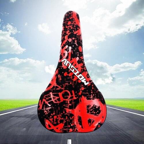 Faux Leather Graffiti Print Bicycle Saddle Breathable Shock Absorption Bike Seat Ergonomic Waterproof Bike Saddle
