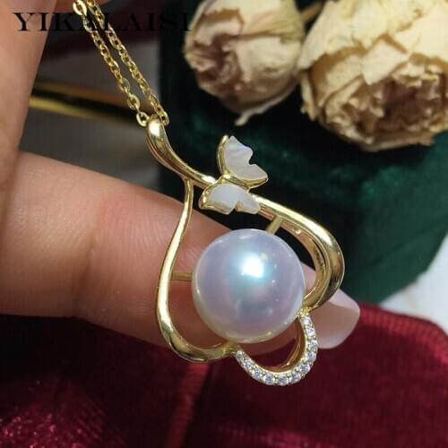 YIKALAISI 925 Sterling Silver Pendants Jewelry For Women 10-11mm Oblate Natural Freshwater Pearl Flowers Pendants Necklaces