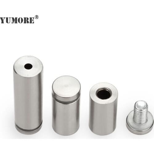 YUMORE 100pcs 18mm Decorative Standoff Screws Nails Stainless Steel Solid Glass fasteners Advertising Board Glass Standoff Pins