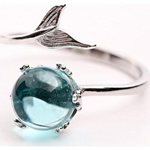 2020 Hot Mermaid Ocean Foam Opening Rings For Women Trendy Statement Adjustable Female Jewelry Party Accessories Birthstone Gift
