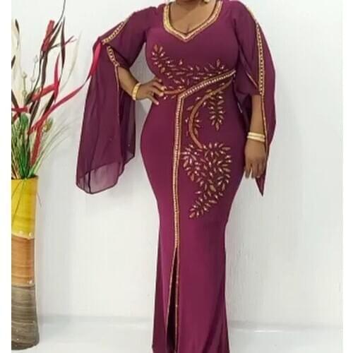 Kalenmos African Dresses for Women Robe Africaine Clothing Dashiki Flare Sleeve Party Night Long Maxi Dress Africa Vestidos