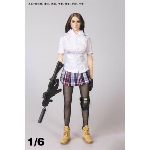 1:6th White Shirt+Skirt+Stockings Model For 12" Female Figure