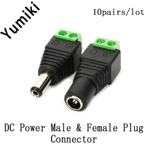 10 Pairs 12V Male+Female 2.1x5.5MM DC Power Jack Plug Adapter Connector for CCTV