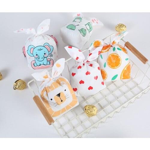 10 PCS Rabbit Long Ear Cute Wedding Party Goodie Bags Packing Cake Bonbonniere Gift Bag Candy Present Cow For Sweets Packaging