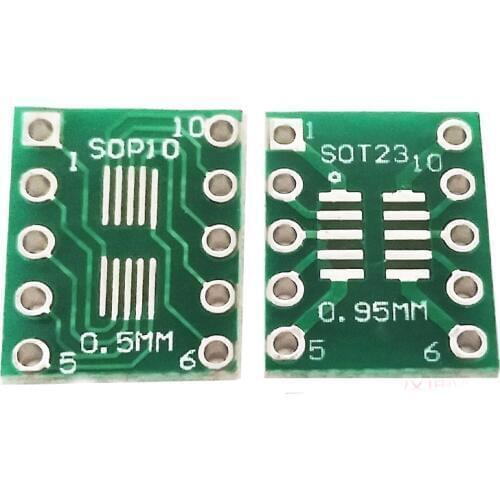 10pc Adapter Plate SOT23 SOP10 MSOP10 Umax SOP23 to DIP10 SMD To DIP Adapter PCB Board Converter pcb 0.5mm/0.95mm to 2.54mm DIP