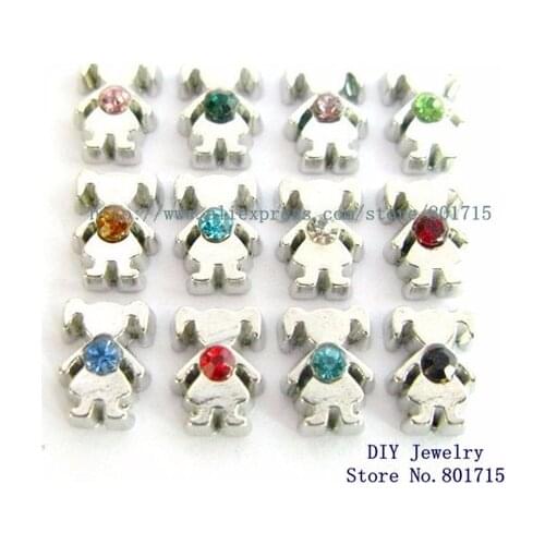 As gift wholesales 12pcs mix color girl floating locket glass charm fit for floating living memory locket FC432