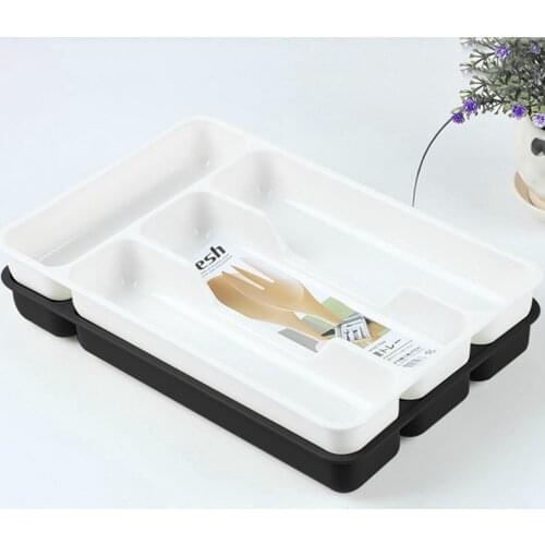 27x17.6x3.5cm Kitchen Drawer Organizer Separation Finishing Storage Box Eco-Friendly PP Kitchen Spoon Knife Cutlery Tray