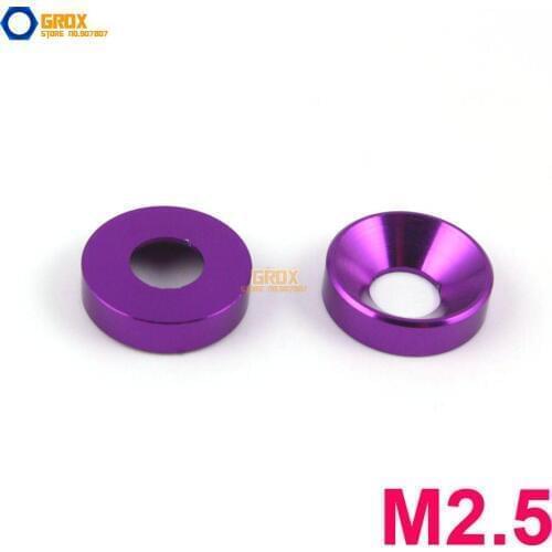 30 Pieces M2.5 Purple Aluminum Washer Countersunk Flat Head Screw Washer