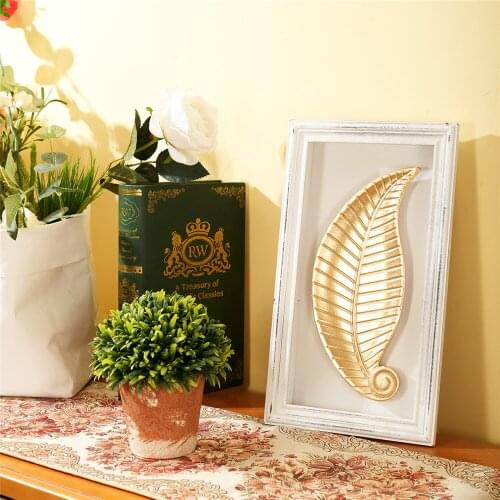 3D Effect Modern Gold Leaf Home Office Wall Decor Hang Wooden Painting Frame Pictures