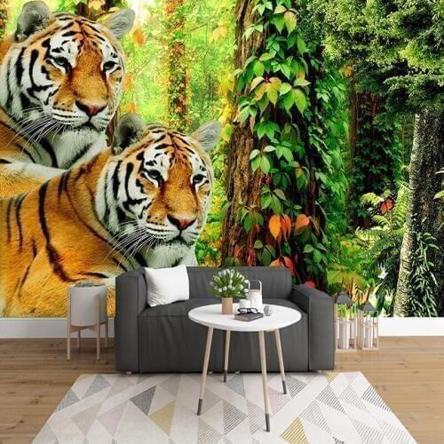 Custom 3D Photo Wallpaper For Bedroom Walls Forest Tiger Modern Living Room Sofa Wall Decoration Poster Mural Papel De Parede 3D