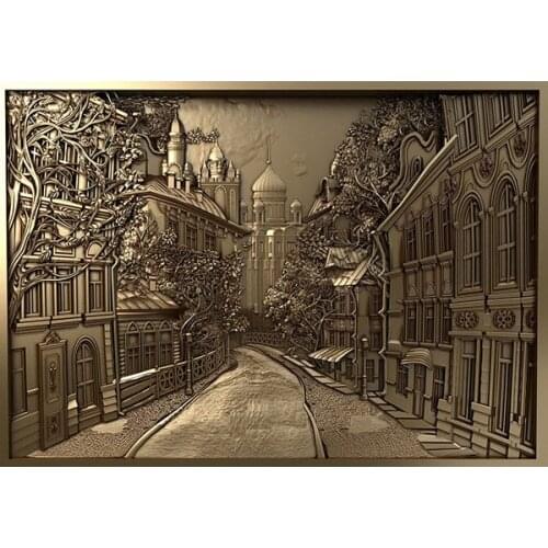 3d STL model European town for CNC Router Engraver Carving, Artcam, Aspire, -Decor painting