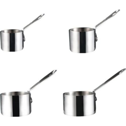 4PCS Stainless Steel Sauce Bowl Western Steak Sauce Dish Korean Tomato Sauce Bowl with Handle Mini Juice Sauce Bowl