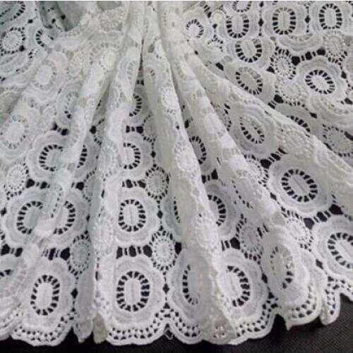 5Yards Nigerian Lace Fabrics White African Cord Lace Fabrics High Quality 2017 Guipure Lace Mesh Cotton Material