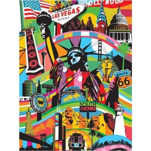 5D DIY American Statue Of Liberty Watercolor Diamond Painting Embroidery Mosaic Cross Embroidery Handmade Decoration FC653