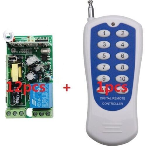 AC85V 110V 220V 230V 12CH Radio Wireless Remote Control Switch light lamp LED ON OFF 12 Receivers&1transmitter Output Adjusted