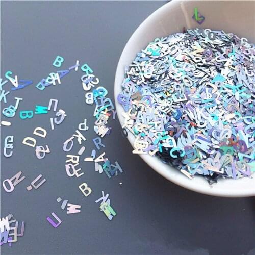 Alphabet Holographic Laser- 26 English Letters Mixed Chunky Glitter Epoxy Resin Festival Chunky Letters Sequins 10g Per