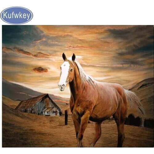 Full Square/Round drill 5D DIY Diamond Painting "horses ranch" Embroidery mosaic diamond picture animal Cross Stitch Home Decor