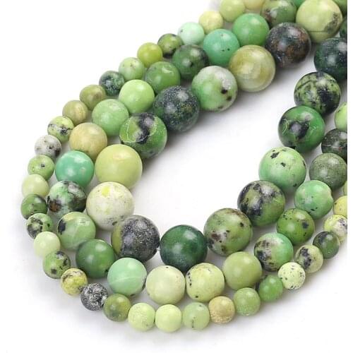 Natural Stone Green Opal Loose Beads For DIY Making Bracelet Necklace Jewelry Accessories 15'' 6/8/10mm