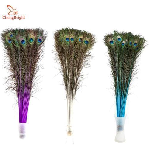 CHENGBRIGHT 100 Pcs/Lot 70-80CM/28-32 Inch High-Quality Natural Peacock Feathers DIY Decoration Decorative Feathers