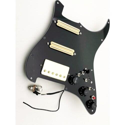 Black Guitar Pickups SSH Humbucker Guitar Pickups Pickguard Gold Bridge Pickups Suitable for ST Guitar