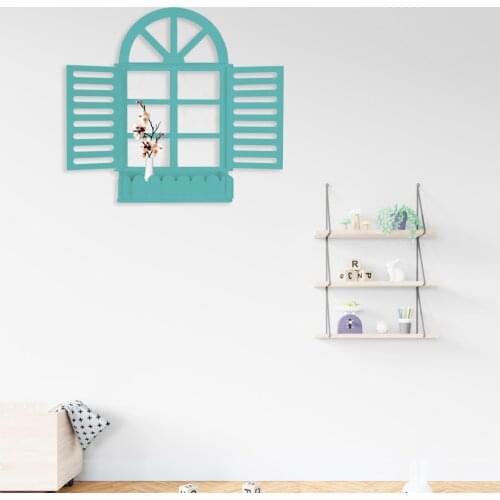 Wooden Blinds Decorative Blinds Wall Shelf Flowerpot Wall Decor Window Model Decorative Window Pattern Home Decoration Garden