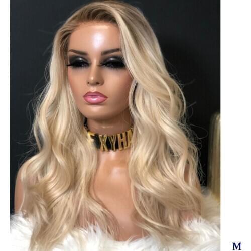 Highlight Ombre Light Platinum Blonde Water Wave Preplucked Baby Hair 13x6 Transparent Lace Front Wig full lace wig Headband wig